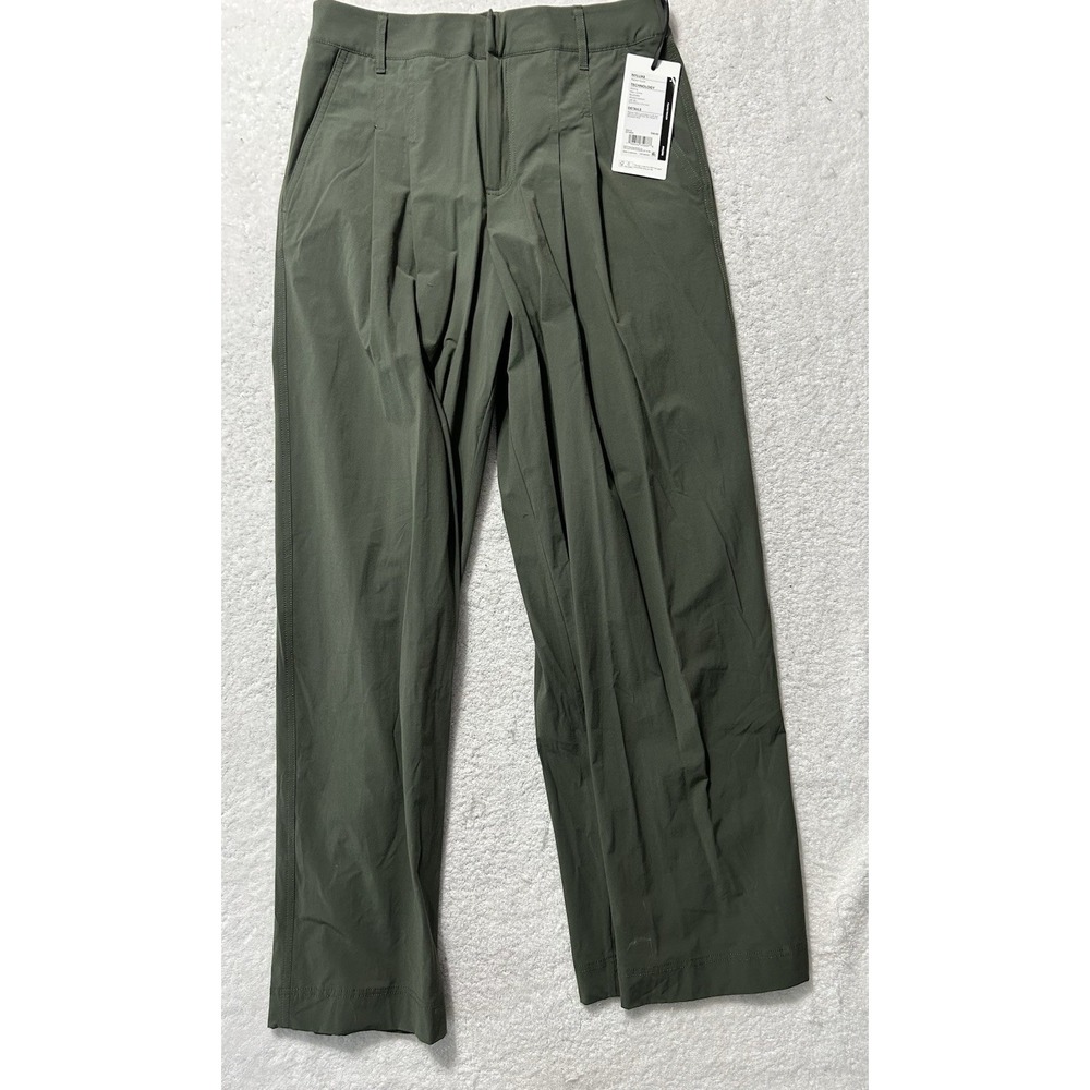 Calia Nyluxe Women's High-Rise Pleated Small Ivy Green Trouser Pants (B1)